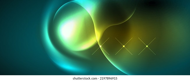 Neon glowing waves, magic energy space light concept, abstract background wallpaper design