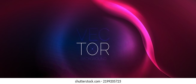 Neon glowing waves, magic energy space light concept, abstract background wallpaper design