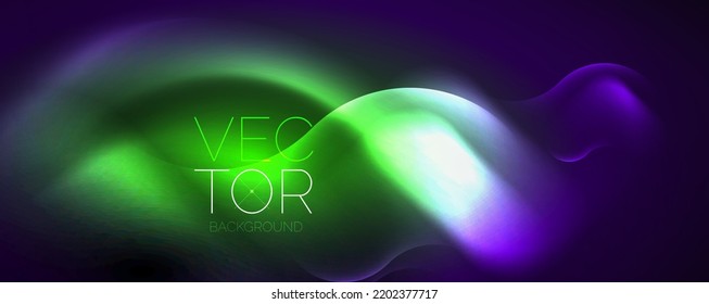 Neon glowing waves, magic energy space light concept, abstract background wallpaper design