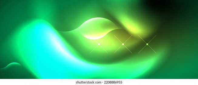 Neon glowing waves, magic energy space light concept, abstract background wallpaper design