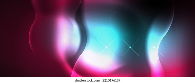 Neon glowing waves, magic energy space light concept, abstract background wallpaper design