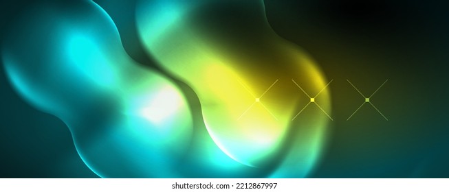Neon glowing waves, magic energy space light concept, abstract background wallpaper design