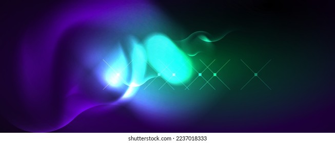 Neon glowing waves, magic energy space light concept, abstract background wallpaper design