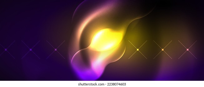 Ondas brillantes neón, concepto de luz de espacio mágico de energía, diseño de fondo abstracto de fondo de fondo