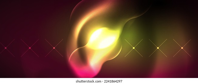 Neonleuchtende Wellen, magisches Energieraum-Lichtkonzept, abstrakter Hintergrund-Tapete-Design