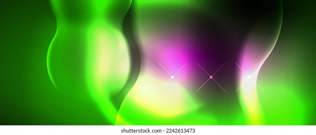 Neon glowing waves, magic energy space light concept, abstract background wallpaper design