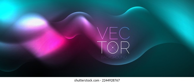 Neon glowing waves, magic energy space light concept, abstract background wallpaper design