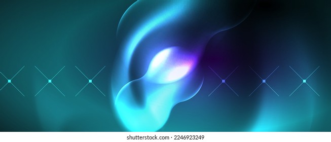 Ondas brillantes neón, concepto de luz de espacio mágico de energía, diseño de fondo abstracto de fondo de fondo