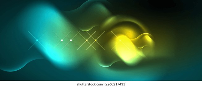 Ondas brillantes neón, concepto de luz de espacio mágico de energía, diseño de fondo abstracto de fondo de fondo