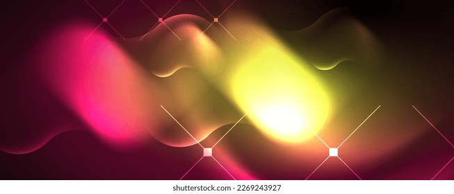 Neonleuchtende Wellen, magisches Energieraum-Lichtkonzept, abstrakter Hintergrund-Tapete-Design