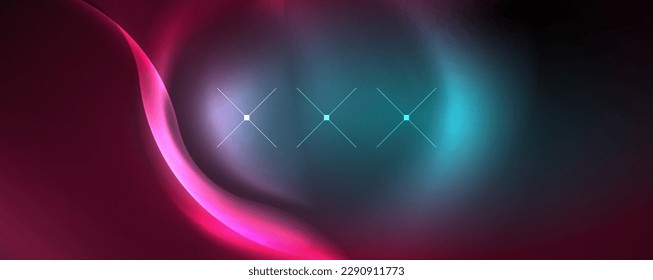 Neon glowing waves, magic energy space light concept, abstract background wallpaper design