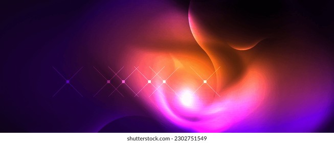 Neon glowing waves, magic energy space light concept, abstract background wallpaper design
