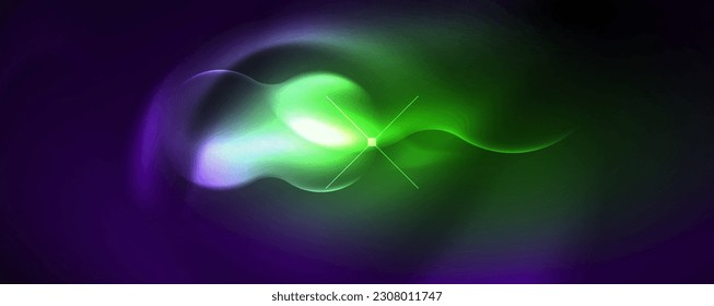 Neon glowing waves, magic energy space light concept, abstract background wallpaper design