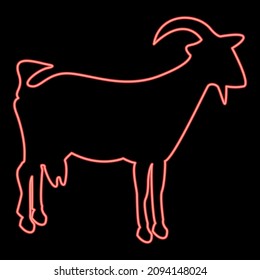 Neon goat red color vector illustration image flat style light