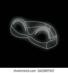 Neon goggles icon glowing on a black background