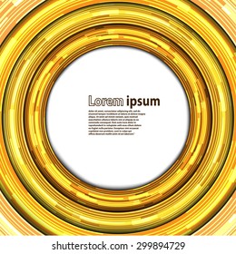 Neon gold circle abstract background. Vector illustration