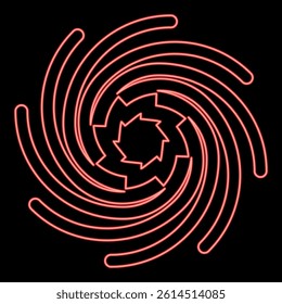 Neon gold spiral Sacred geometry symbol red color vector illustration image flat style light