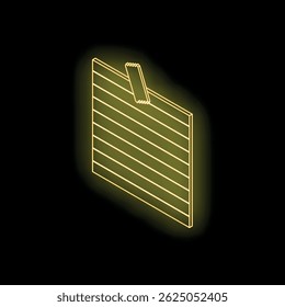Neon gold sticky note is attached with tape on a black background