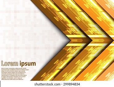 Neon gold & white arrow abstract background. Vector illustration