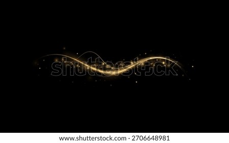 Neon golden lines in motion creating fast movement and speed effect