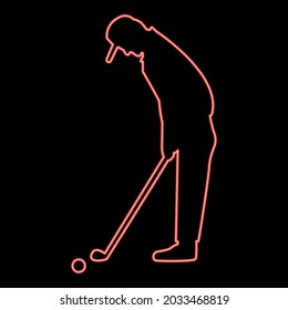 Neon golfer red color vector illustration flat style image