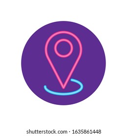 Neon gps mark design, Map travel navigation route road location technology search street and direction theme Vector illustration