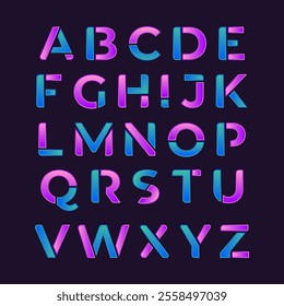 neon gradient blue and pink alphabet design