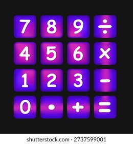Neon Gradient Calculator Keypad Buttons Set