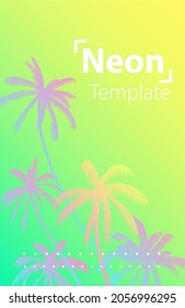 Efecto gradiente neón con fondo de neón claro. Volantes de colores verdes tropicales, tarjetas, impresiones artísticas, folletos.