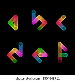 Neon gradient letters. Colored alphabet.
