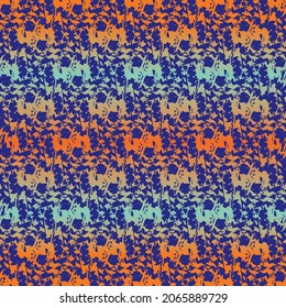 Textura de fusión de degradado de neón con fondo vectorial de efecto de cadera. Resumen naranja, índigo, azul con líneas onduladas diagonales. Hippie vibe glitch grano marl efecto variado repetir
