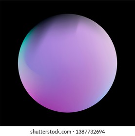 Neon gradient pastel orb, glowing shiny sphere on dark background. Retrowave/ vaporwave 80s-90s style abstract minimal illustration.