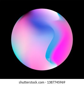 Neon gradient pastel orb, glowing shiny sphere on dark background. Retrowave/ vaporwave 80s-90s style abstract minimal illustration.