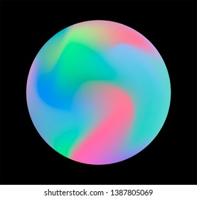 Neon gradient pastel orb, glowing shiny sphere on dark background. Retrowave/ vaporwave 80s-90s style abstract minimal illustration.