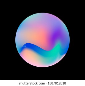 Neon gradient pastel orb, glowing shiny sphere on dark background. Retrowave/ vaporwave 80s-90s style abstract minimal illustration.