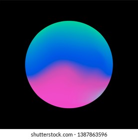 Neon gradient pastel orb, glowing shiny sphere on dark background. Retrowave/ vaporwave 80s-90s style abstract minimal illustration.