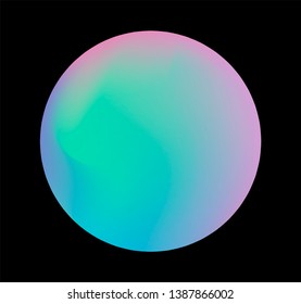 Neon gradient pastel orb, glowing shiny sphere on dark background. Retrowave/ vaporwave 80s-90s style abstract minimal illustration.