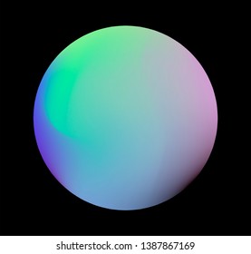 Neon gradient pastel orb, glowing shiny sphere on dark background. Retrowave/ vaporwave 80s-90s style abstract minimal illustration.