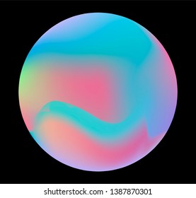 Neon gradient pastel orb, glowing shiny sphere on dark background. Retrowave/ vaporwave 80s-90s style abstract minimal illustration.