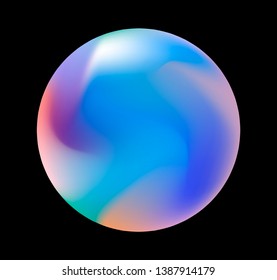 Neon gradient pastel orb, glowing shiny sphere on dark background. Retrowave/ vaporwave 80s-90s style abstract minimal illustration.