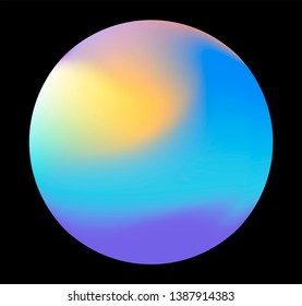 Neon gradient pastel orb, glowing shiny sphere on dark background. Retrowave/ vaporwave 80s-90s style abstract minimal illustration.