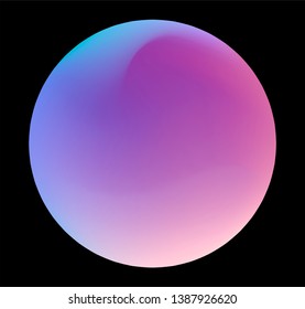 Neon gradient pastel orb, glowing shiny sphere on dark background. Retrowave/ vaporwave 80s-90s style abstract minimal illustration.