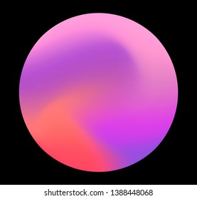 Neon gradient pastel orb, glowing shiny sphere on dark background. Retrowave/ vaporwave 80s-90s style abstract minimal illustration.