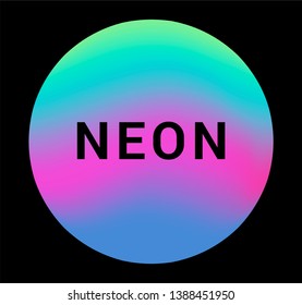 Neon gradient pastel orb, glowing shiny sphere on dark background. Retrowave/ vaporwave 80s-90s style abstract minimal illustration.