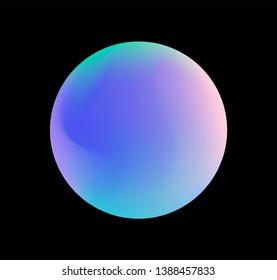 Neon gradient pastel orb, glowing shiny sphere on dark background. Retrowave/ vaporwave 80s-90s style abstract minimal illustration.