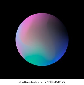 Neon gradient pastel orb, glowing shiny sphere on dark background. Retrowave/ vaporwave 80s-90s style abstract minimal illustration.