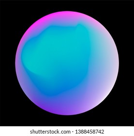 Neon gradient pastel orb, glowing shiny sphere on dark background. Retrowave/ vaporwave 80s-90s style abstract minimal illustration.