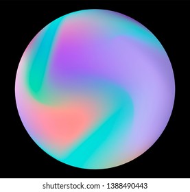 Neon gradient pastel orb, glowing shiny sphere on dark background. Retrowave/ vaporwave 80s-90s style abstract minimal illustration.