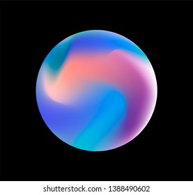 Neon gradient pastel orb, glowing shiny sphere on dark background. Retrowave/ vaporwave 80s-90s style abstract minimal illustration.