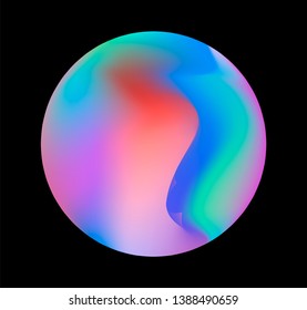 Neon gradient pastel orb, glowing shiny sphere on dark background. Retrowave/ vaporwave 80s-90s style abstract minimal illustration.